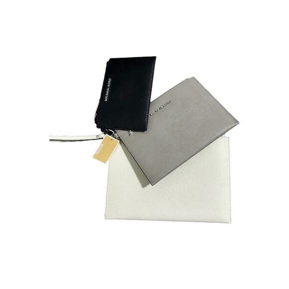 Michael Kors Jet‎ Set Travel Trio 3 in 1 Wristlet in Off White/Gray/Black NWT - Picture 1 of 12